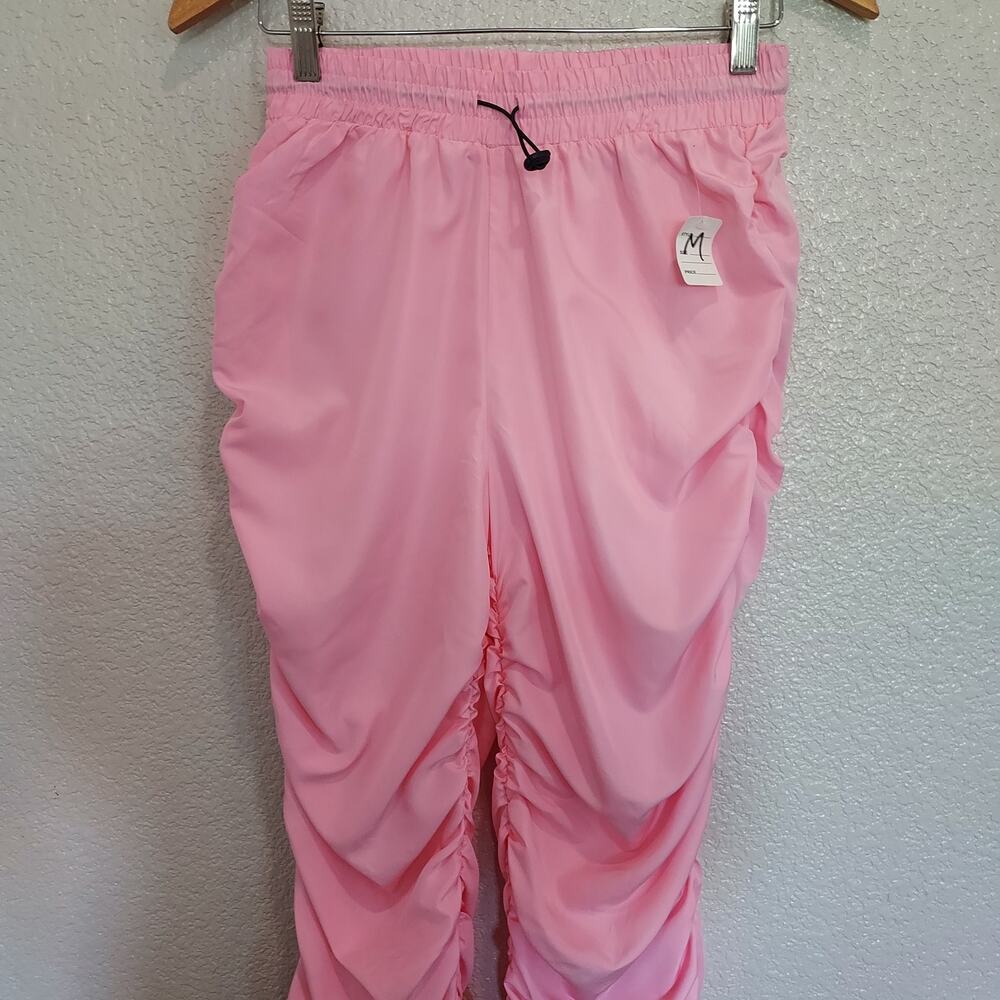 NEW Hot & Delicious Bubble Gum Pink Nylon Pull-On Jogger Pants Size M - Picture 3 of 13